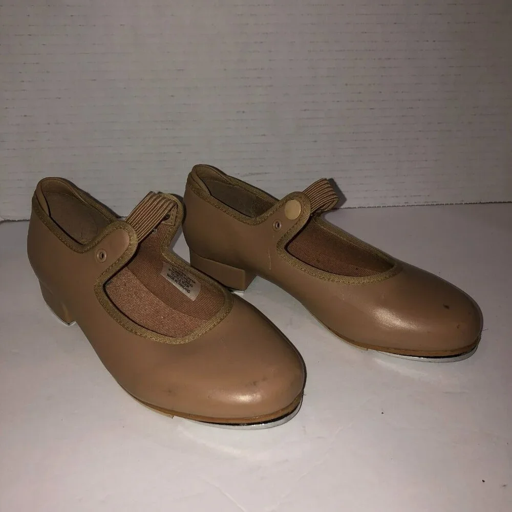 Bloch Child Size 13 Wide Beige Slip On Mary Jane Techno Tap Dance Shoes
